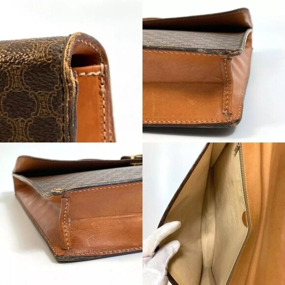 CELINE Macadam vintage Hand Bag document bag Business bag PVC/Leather Brown - Picture 14 of 14